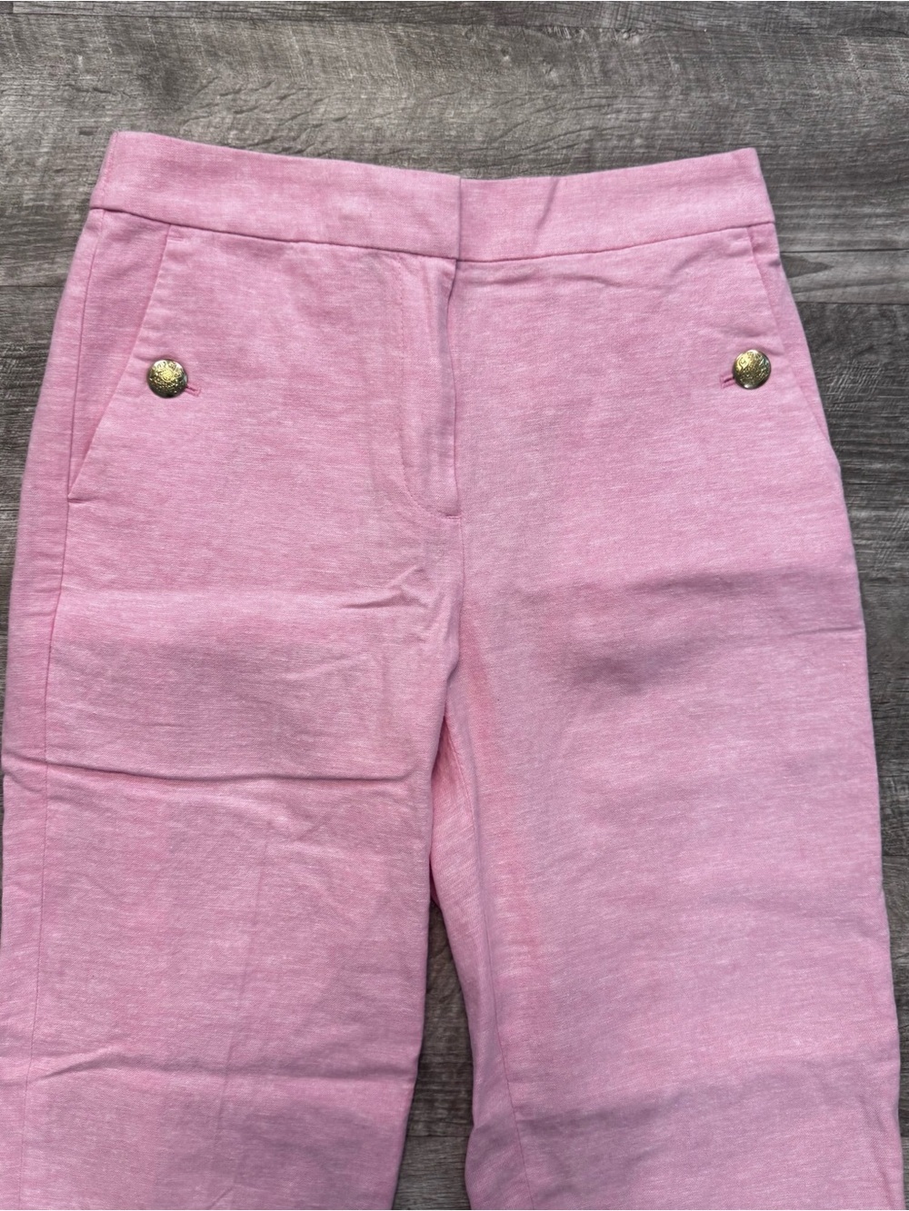 J Crew Factory NWT Linen Blend Sailor Ankle Pant Light Pink Womens Sz. 2 - Picture 3 of 9